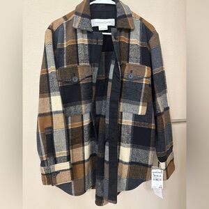 Treasure & Bond Shacket - Brown, Tan, Black